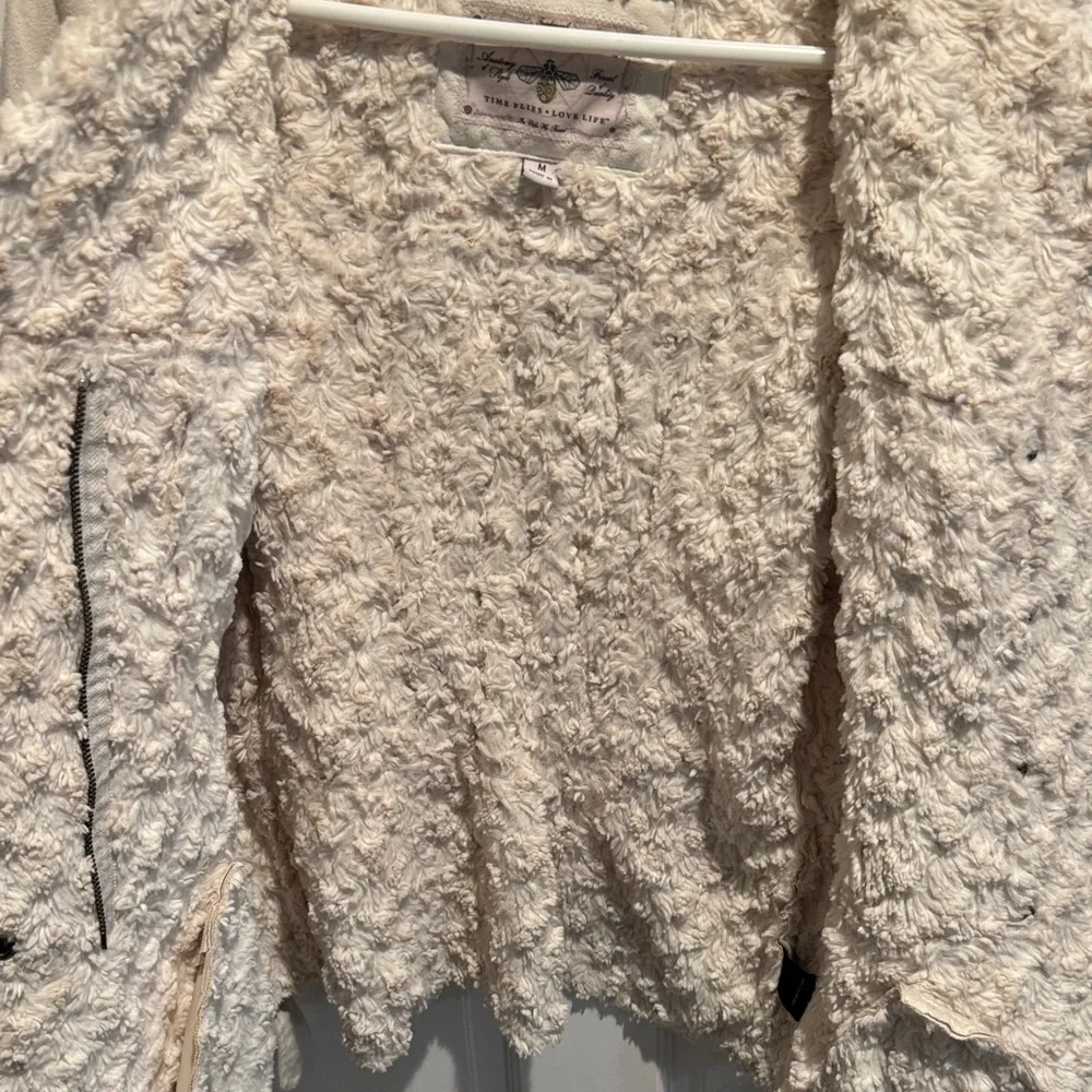 Sugarfly Cream Teddy Jacket with Faux Fur - Picture 4 of 8